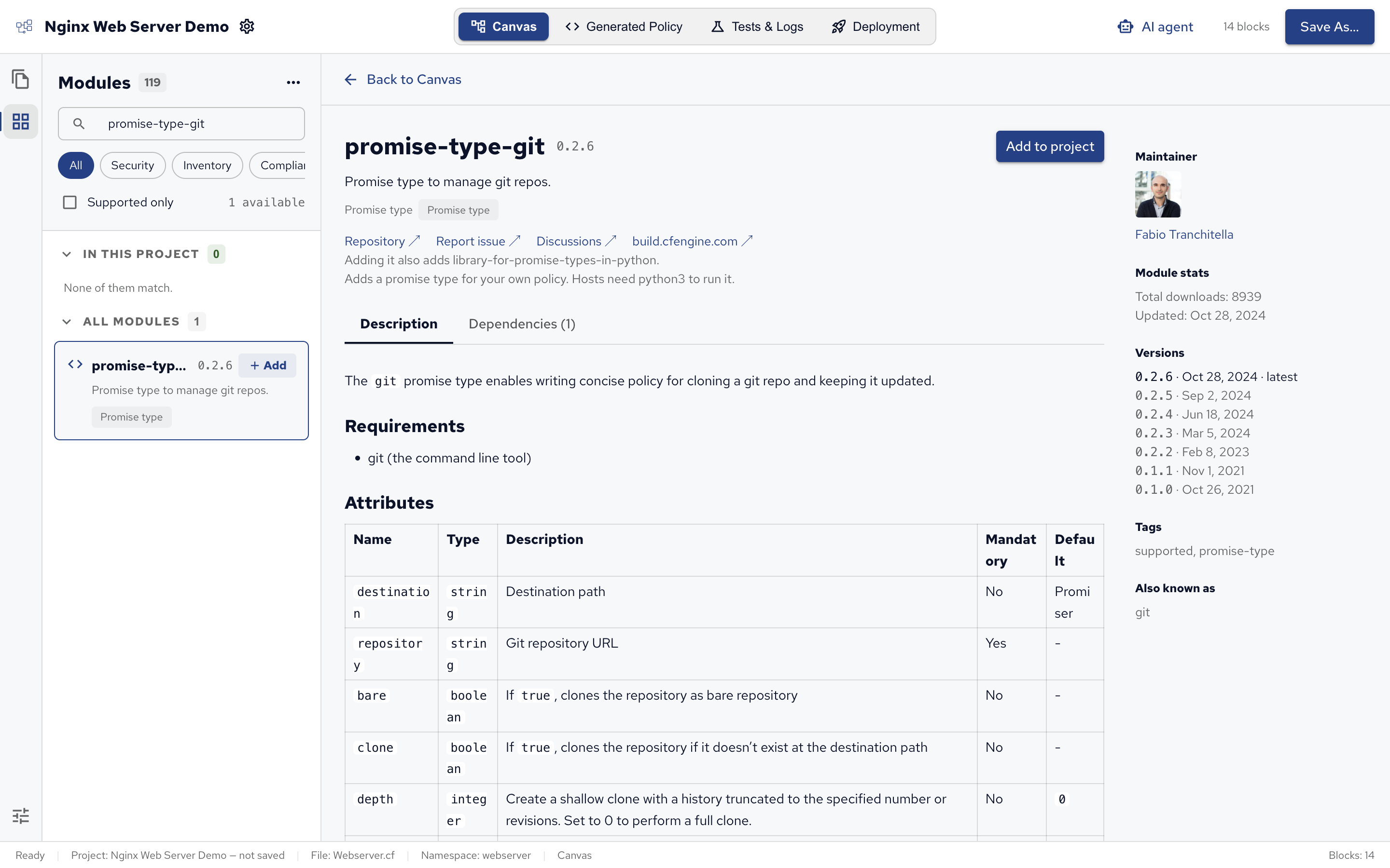 A module&rsquo;s page